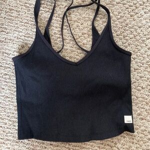 Vuori crop cami with integrated bra black sz small